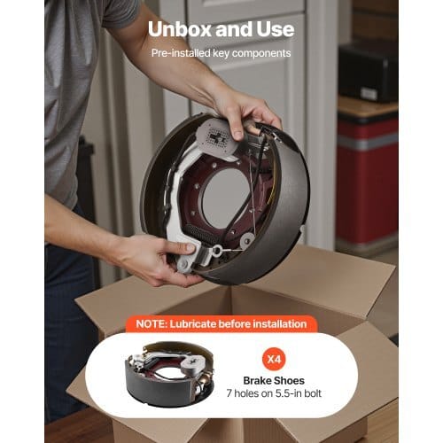Electric Trailer Brake Kit, 12.25 x 3.375 Inch, 2 Pairs Self-Adjusting Electric Brakes Kit for 10000 lbs Trailer Axle, Backing Plates for Braking System Part Replacement, Fit for Trailers, RVs