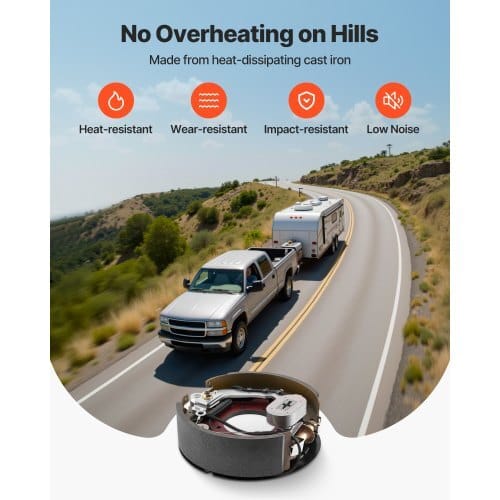 Electric Trailer Brake Kit, 12.25 x 3.375 Inch, 2 Pairs Self-Adjusting Electric Brakes Kit for 10000 lbs Trailer Axle, Backing Plates for Braking System Part Replacement, Fit for Trailers, RVs