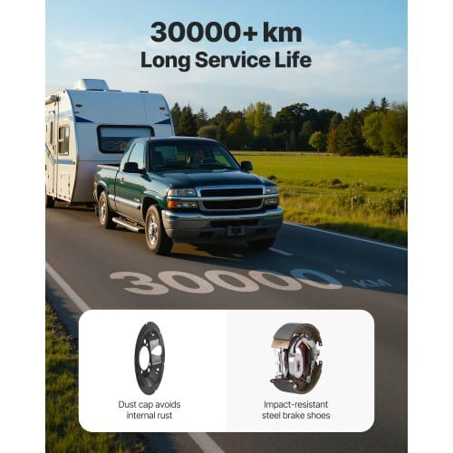 Electric Trailer Brake Kit, 12.25 x 3.375 Inch, 2 Pairs Self-Adjusting Electric Brakes Kit for 10000 lbs Trailer Axle, Backing Plates for Braking System Part Replacement, Fit for Trailers, RVs
