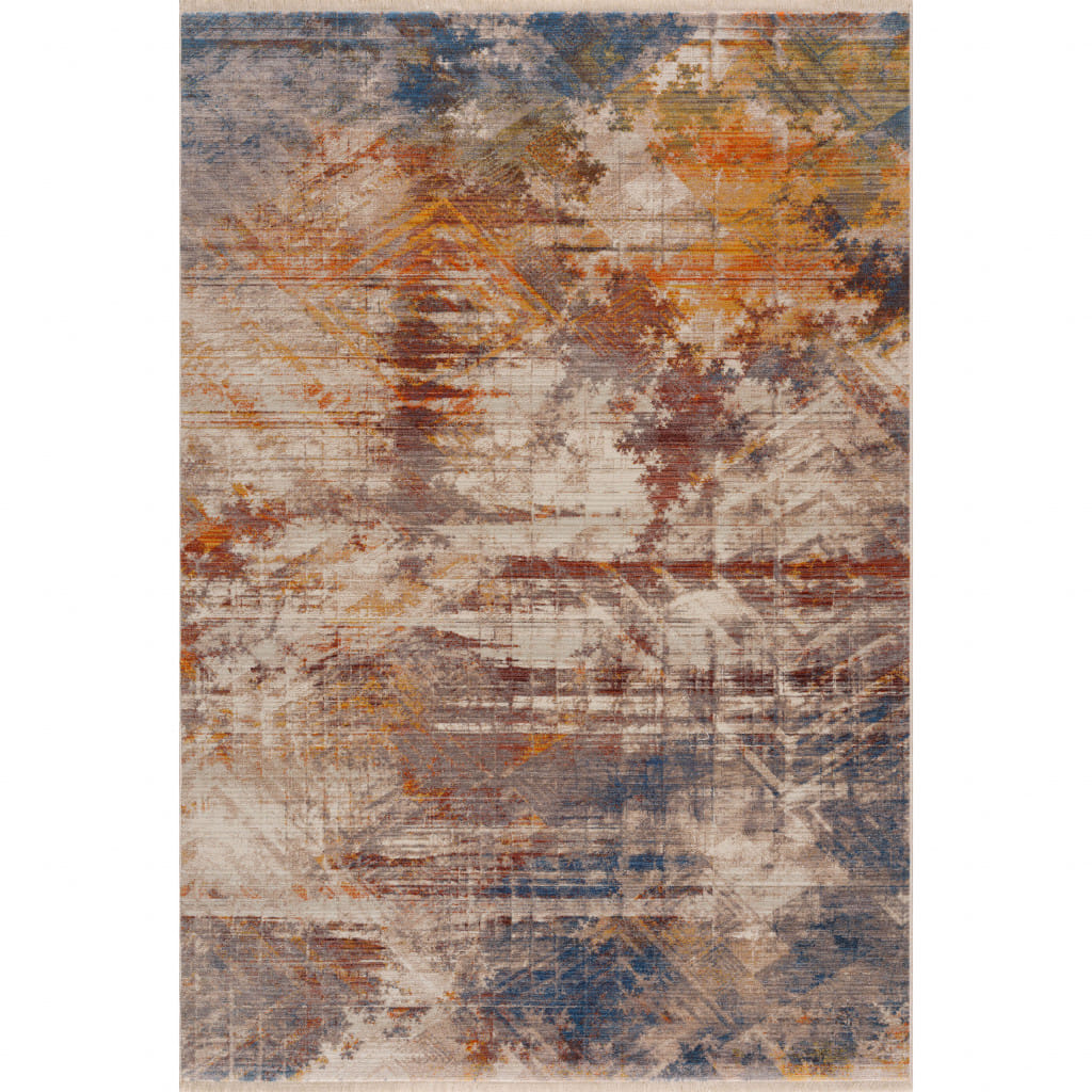8' X 10' Gray Abstract Distressed Area Rug