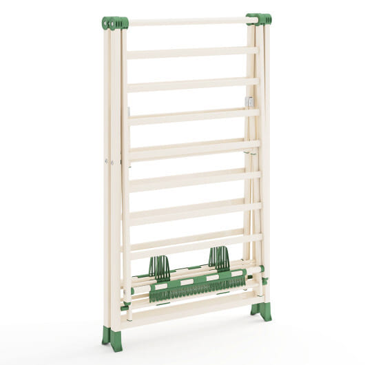 72.5 Inches Clothes Drying Rack with Height Adjustable Wings-Beige - Color: Beige