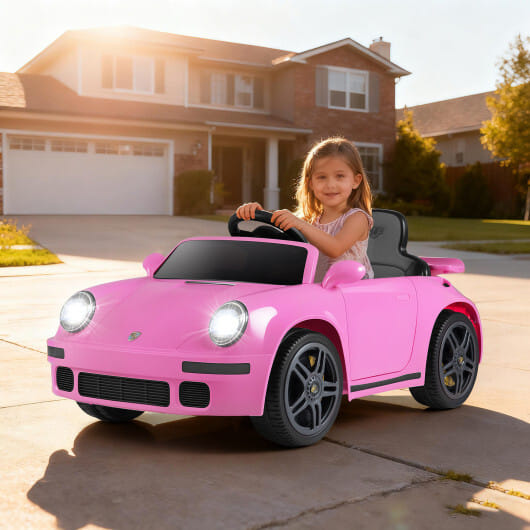 12V Electric Ride On Car Licensed RUF CTR with Remote Control and Music-Pink