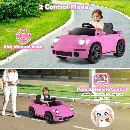 12V Electric Ride On Car Licensed RUF CTR with Remote Control and Music-Pink