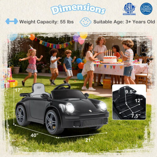 12V Electric Ride On Car Licensed RUF CTR with Remote Control and Music-Pink