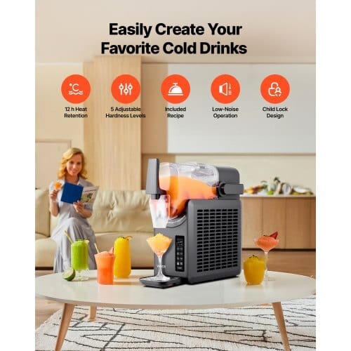 Slushie Machine, 2.6L/88oz No Ice Needed Slushy Machine for Home, Frozen Drink Maker with 5 Preset Programs, Margarita Machine with Self-Cleaning, Frozen Margaritas, Frapp?©s, Milkshake & More