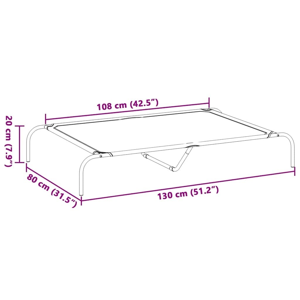 Elevated Dog Bed Black 51.2"x31.5"x7.9" Oxford Fabric and Steel