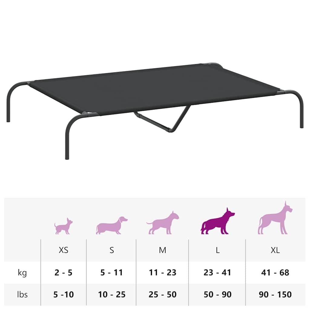 Elevated Dog Bed Black 51.2"x31.5"x7.9" Oxford Fabric and Steel