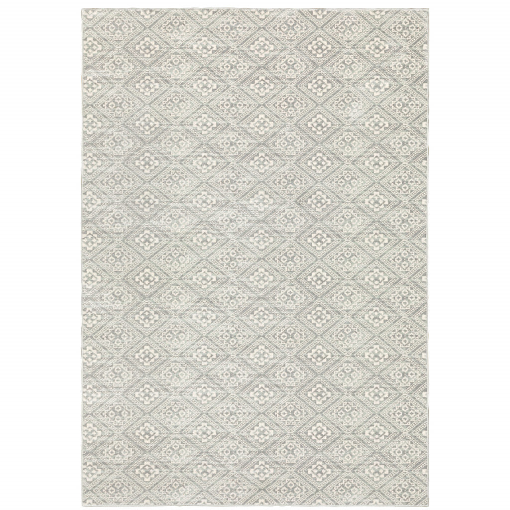 10' X 13' Gray Geometric Power Loom Area Rug