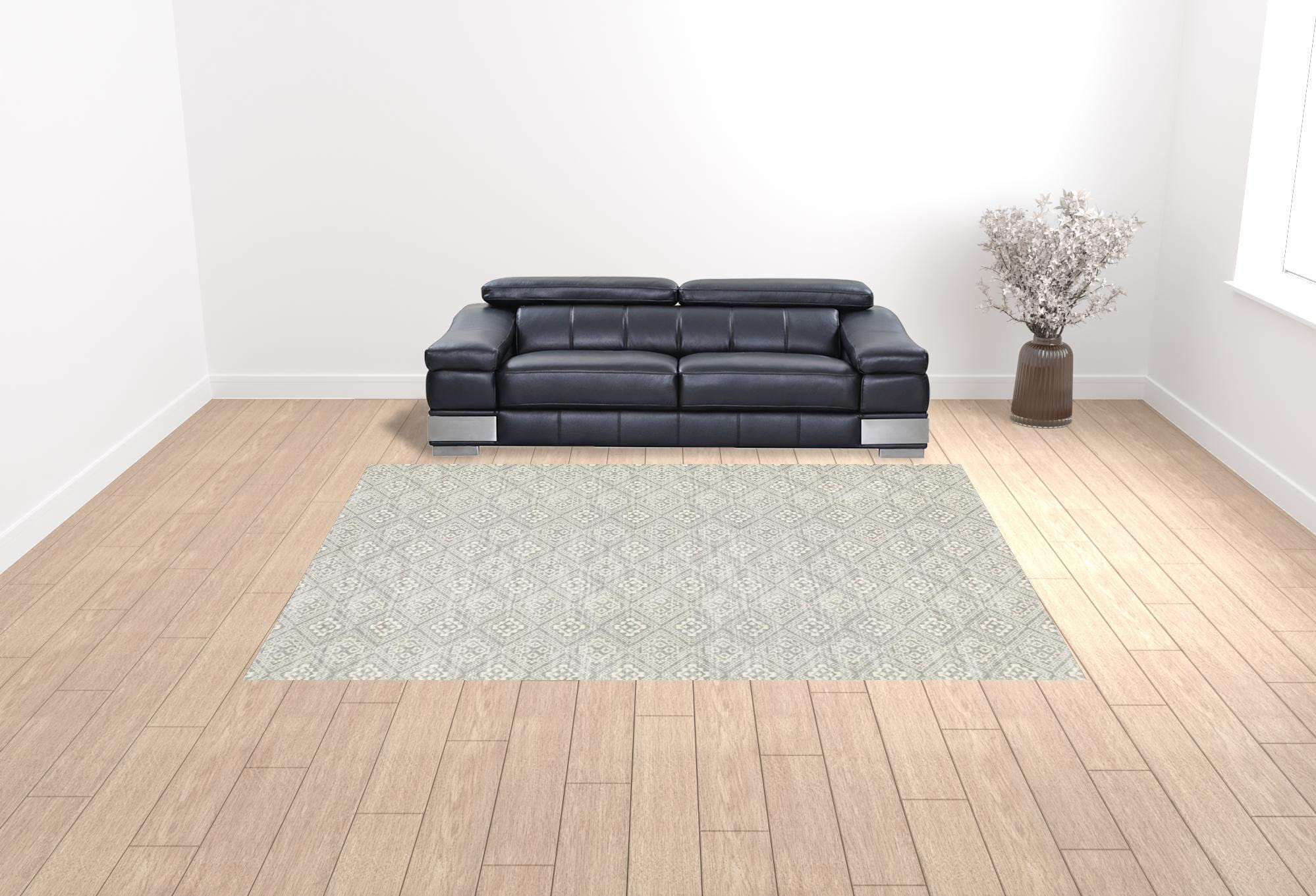 10' X 13' Gray Geometric Power Loom Area Rug