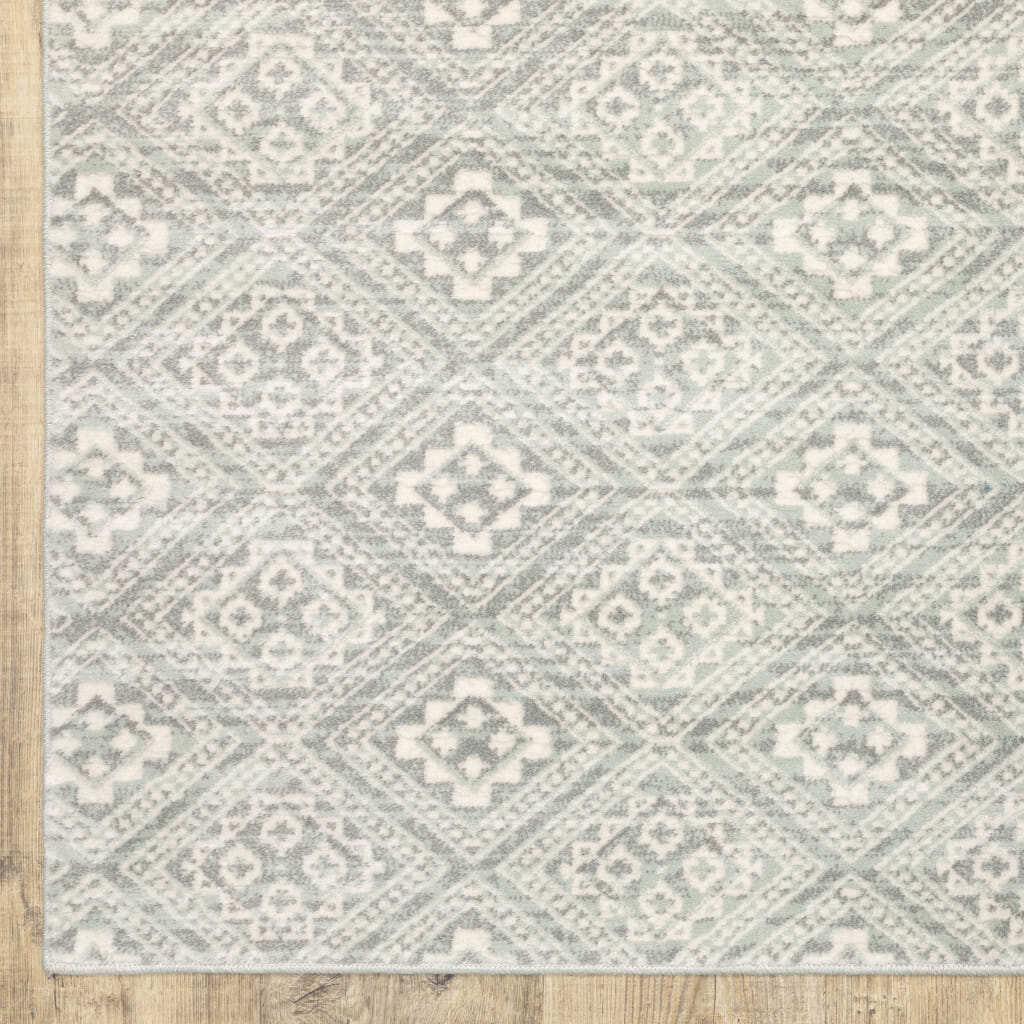 10' X 13' Gray Geometric Power Loom Area Rug