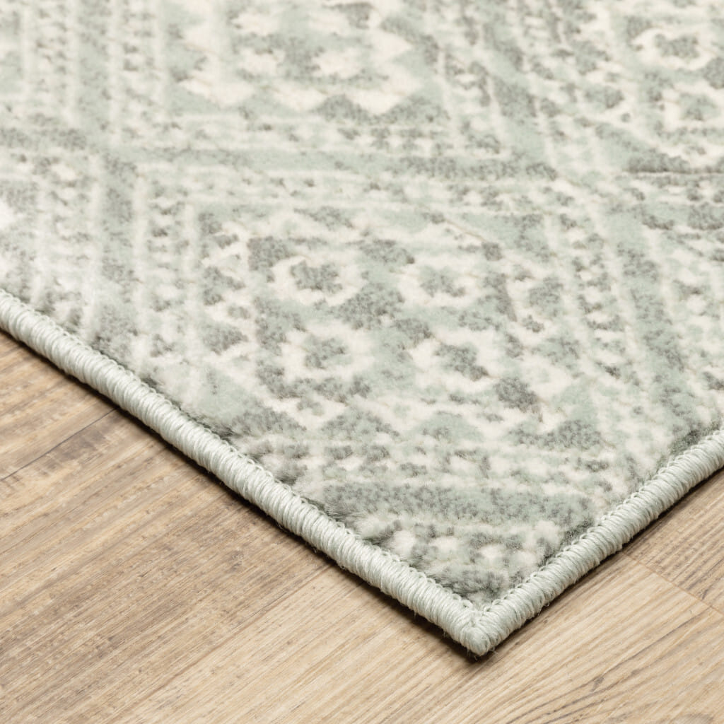 10' X 13' Gray Geometric Power Loom Area Rug