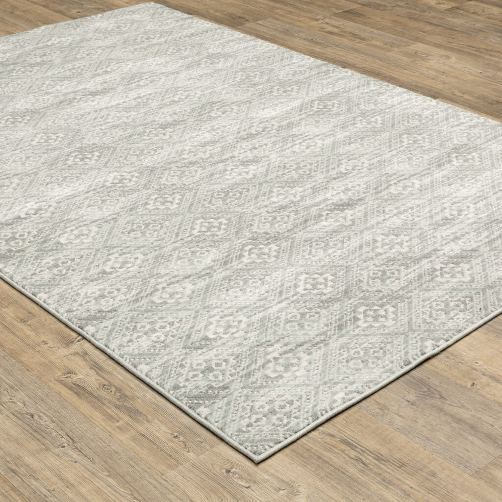 10' X 13' Gray Geometric Power Loom Area Rug