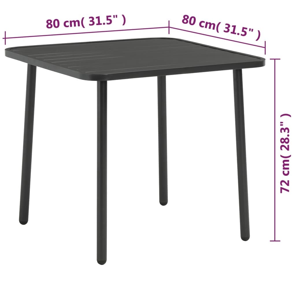 Patio Table Dark Gray 31.5"x31.5"x28.3" Steel
