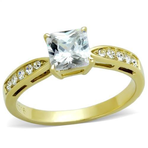 TK1873 - IP Gold(Ion Plating) Stainless Steel Ring with AAA Grade CZ in Clear