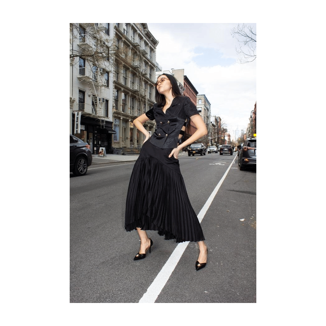 Maryanne Black Pleated Skirt