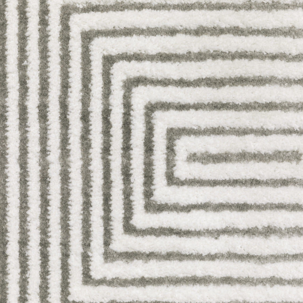 2' X 8' Grey And White Geometric Power Loom Stain Resistant Runner Rug