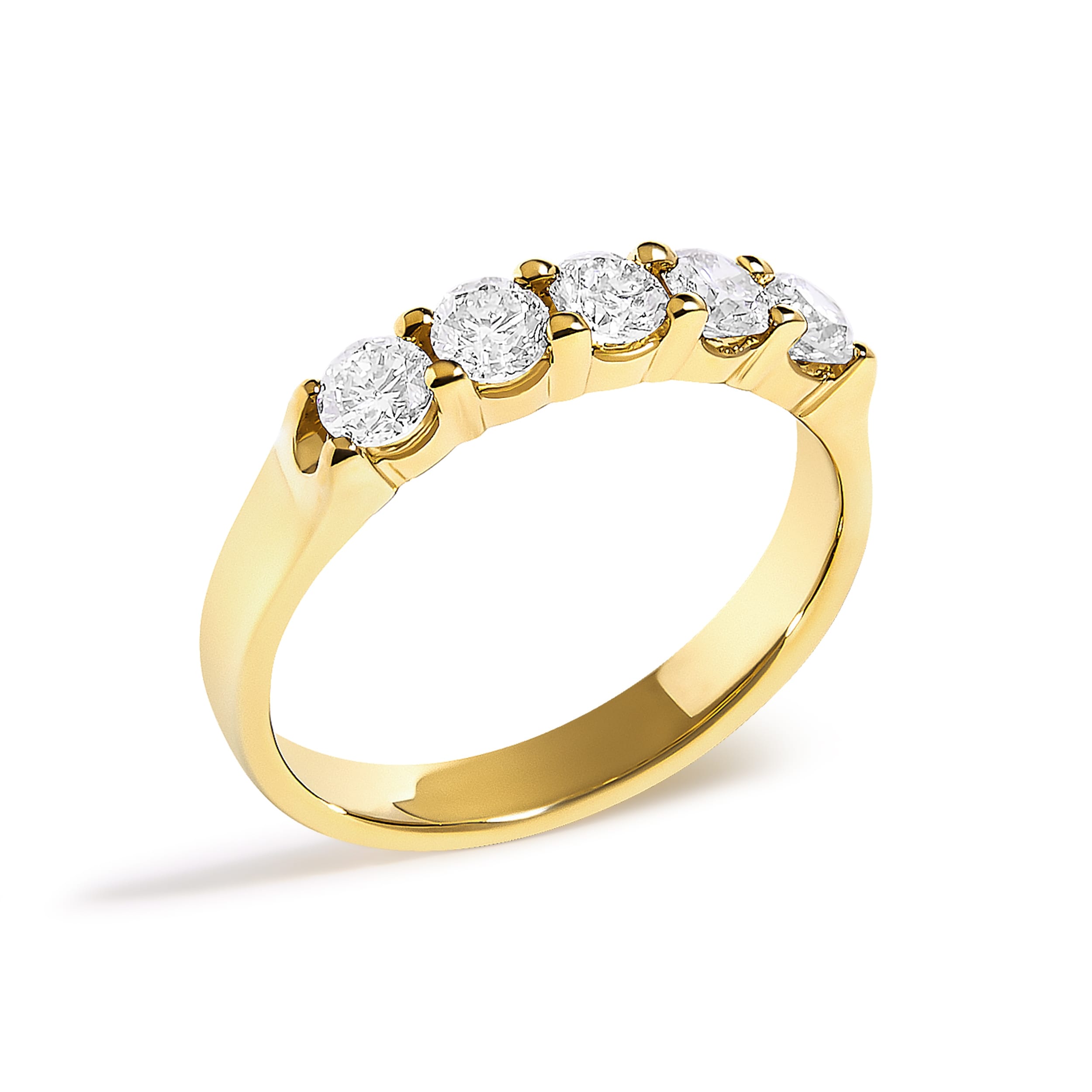 14K Yellow Gold 3/4 Cttw Diamond 5 Stone Band Ring