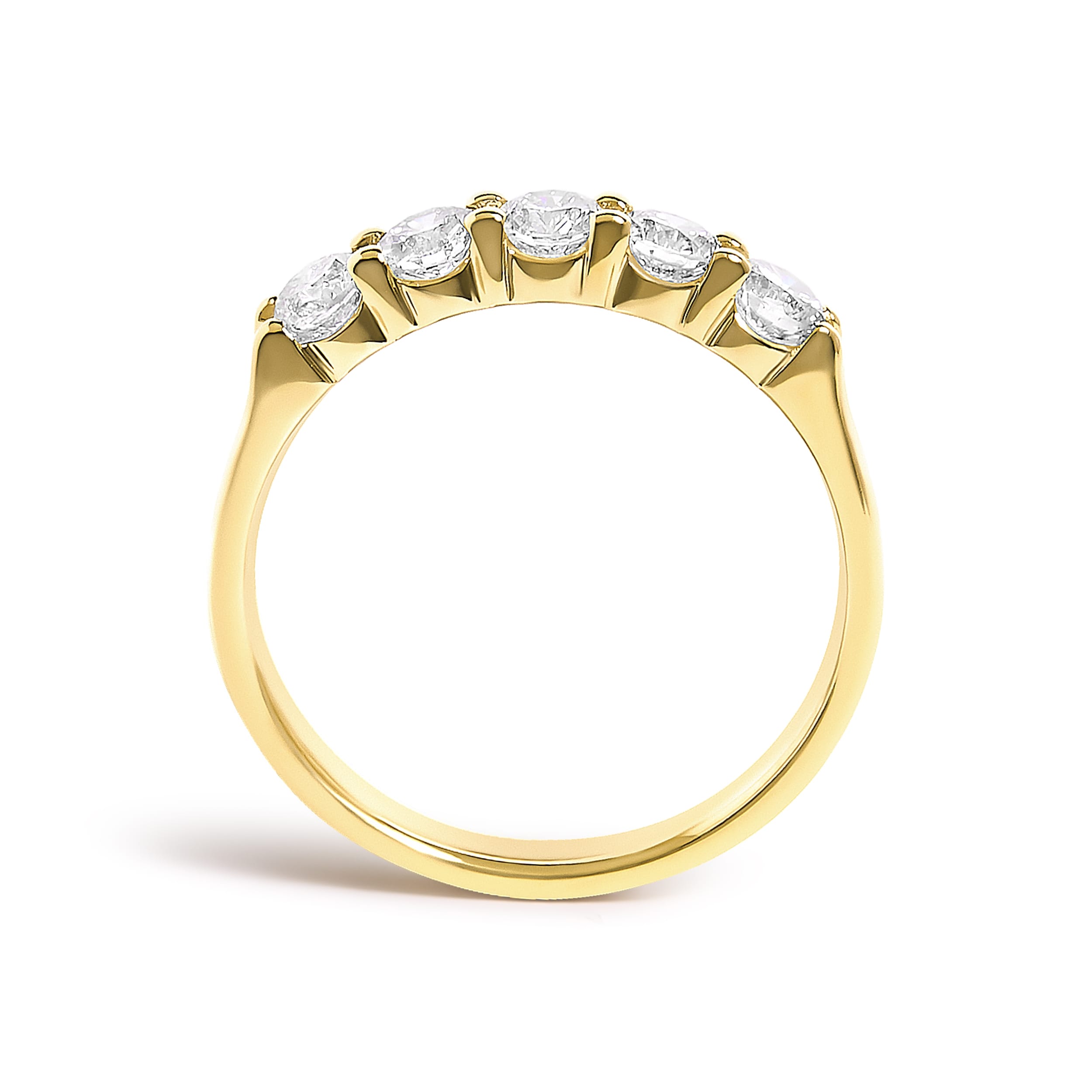 14K Yellow Gold 3/4 Cttw Diamond 5 Stone Band Ring