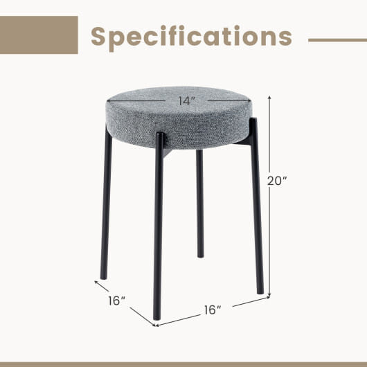Costway Bar Stools Set of 4 Upholstered Kitchen Stools with Foot Pads-Light Gray - Color: Light Gray