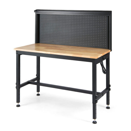 48 Inch Heavy Duty Workbench with AC/USB Outlets and Pegboard-Natural - Color: Natural
