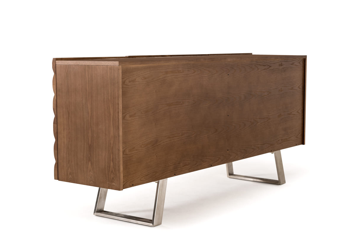 71" Natural Brown Solid Wood Sideboard with Four Doors