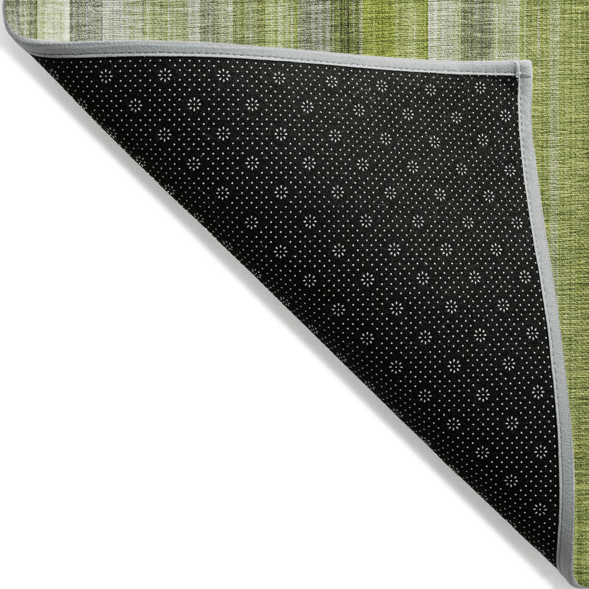 2' X 3' Green Striped Washable Non Skid Indoor Outdoor Area Rug