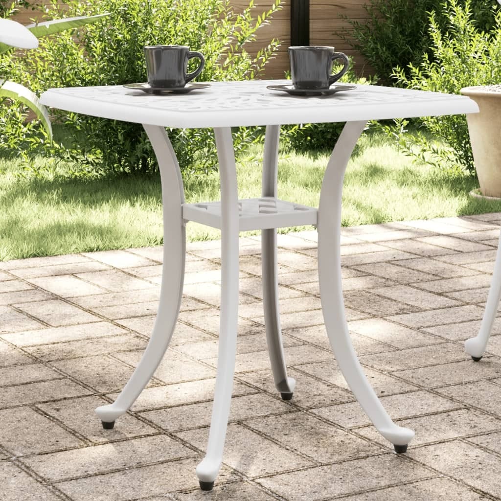 Patio Table White 20.9"x20.9"x20.9" Cast Aluminum