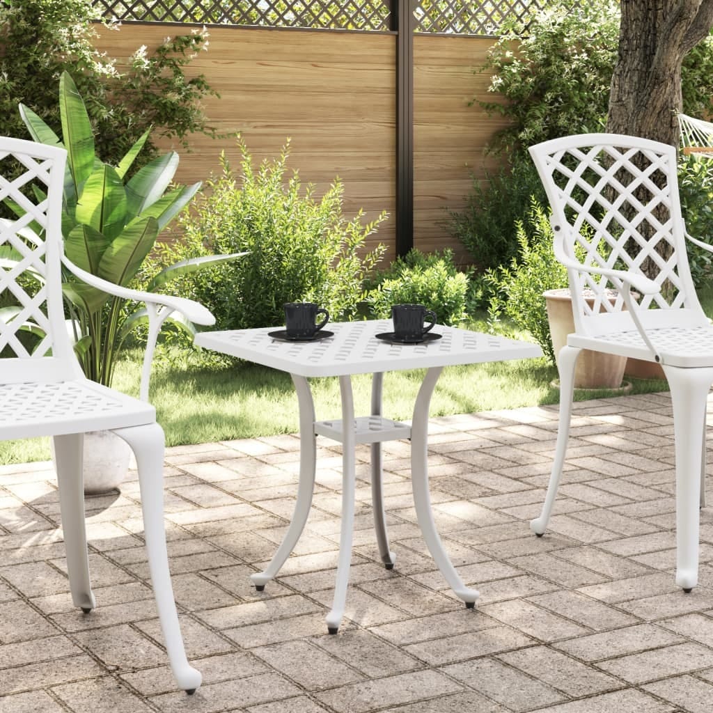 Patio Table White 20.9"x20.9"x20.9" Cast Aluminum