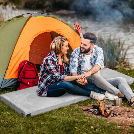 Lightweight Portable Memory Camping Mattress with Carrying Bag-Gray - Color: Gray