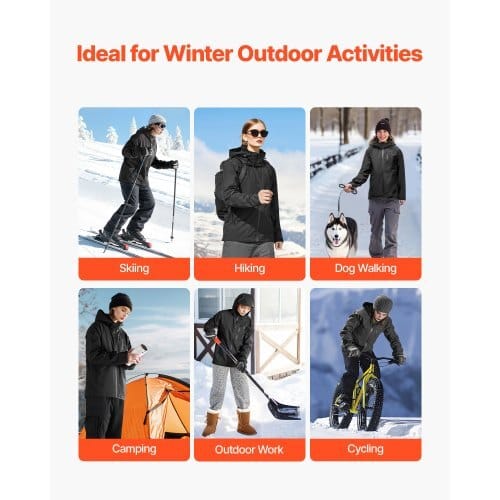 Heated Jacket for Men with 7.4V Battery, Soft Shell Electric Heating Coat, Windproof Waterproof Lightweight Outerwear with 5 Heating Zones & 3 Heat Settings, Machine Washable, S Size