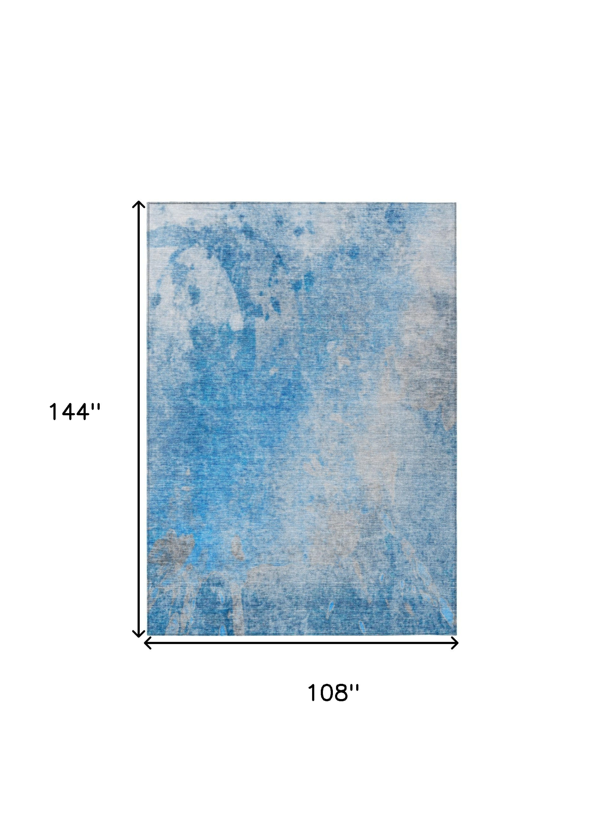 9' X 12' Blue and Gray Abstract Washable Non Skid Indoor Outdoor Area Rug