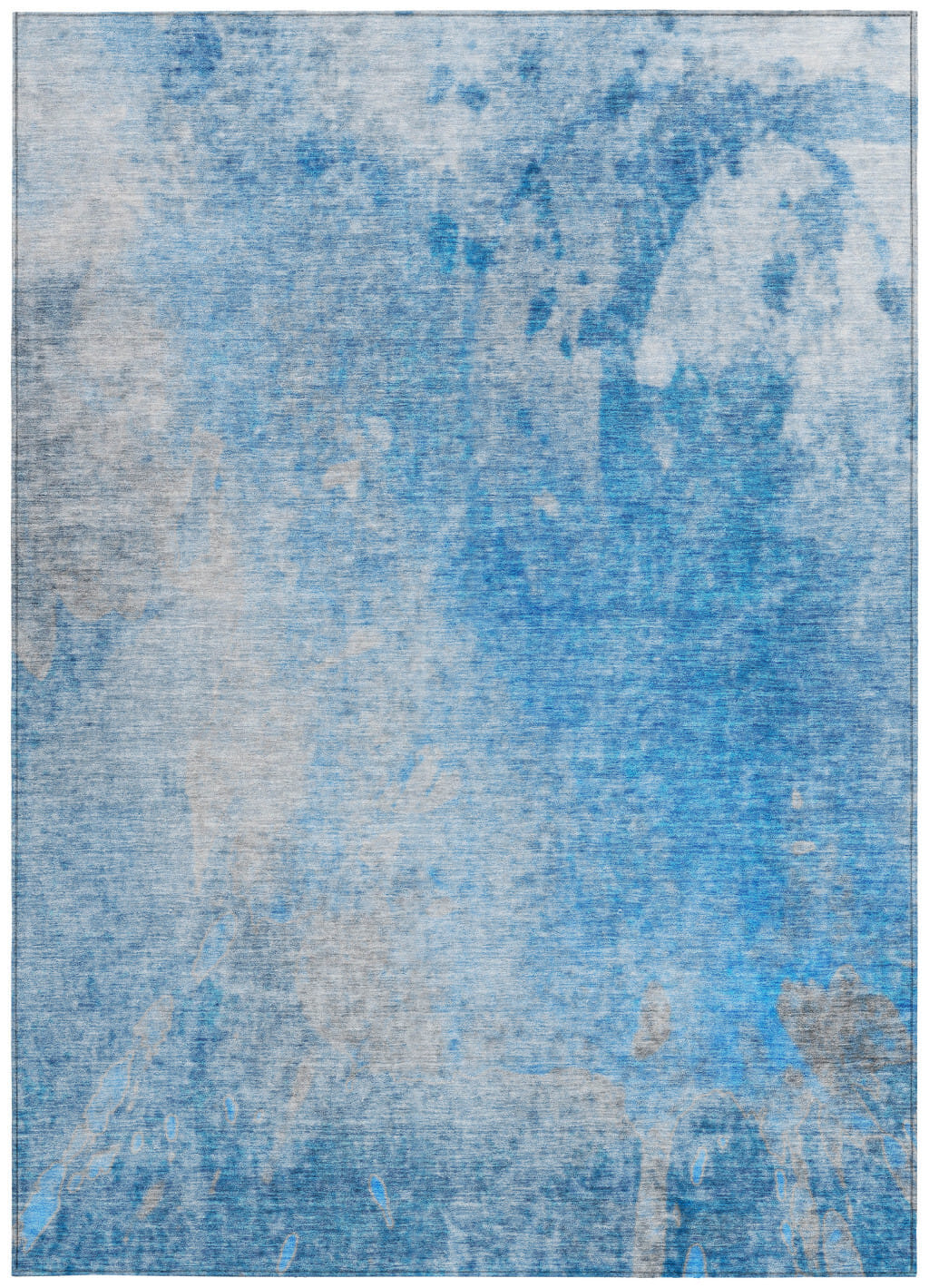 9' X 12' Blue and Gray Abstract Washable Non Skid Indoor Outdoor Area Rug
