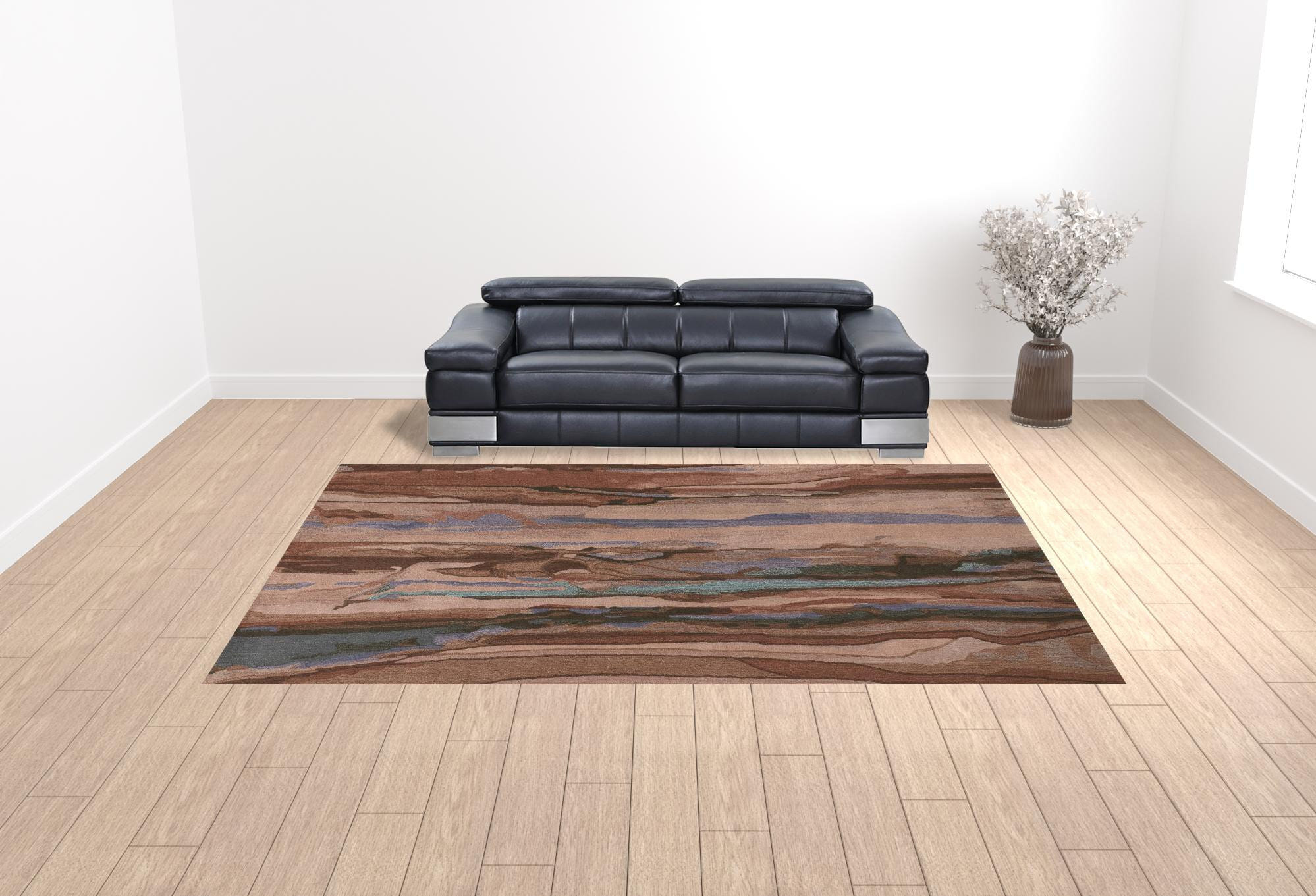 10' X 14' Blue and Red Wool Abstract Hand Tufted Area Rug