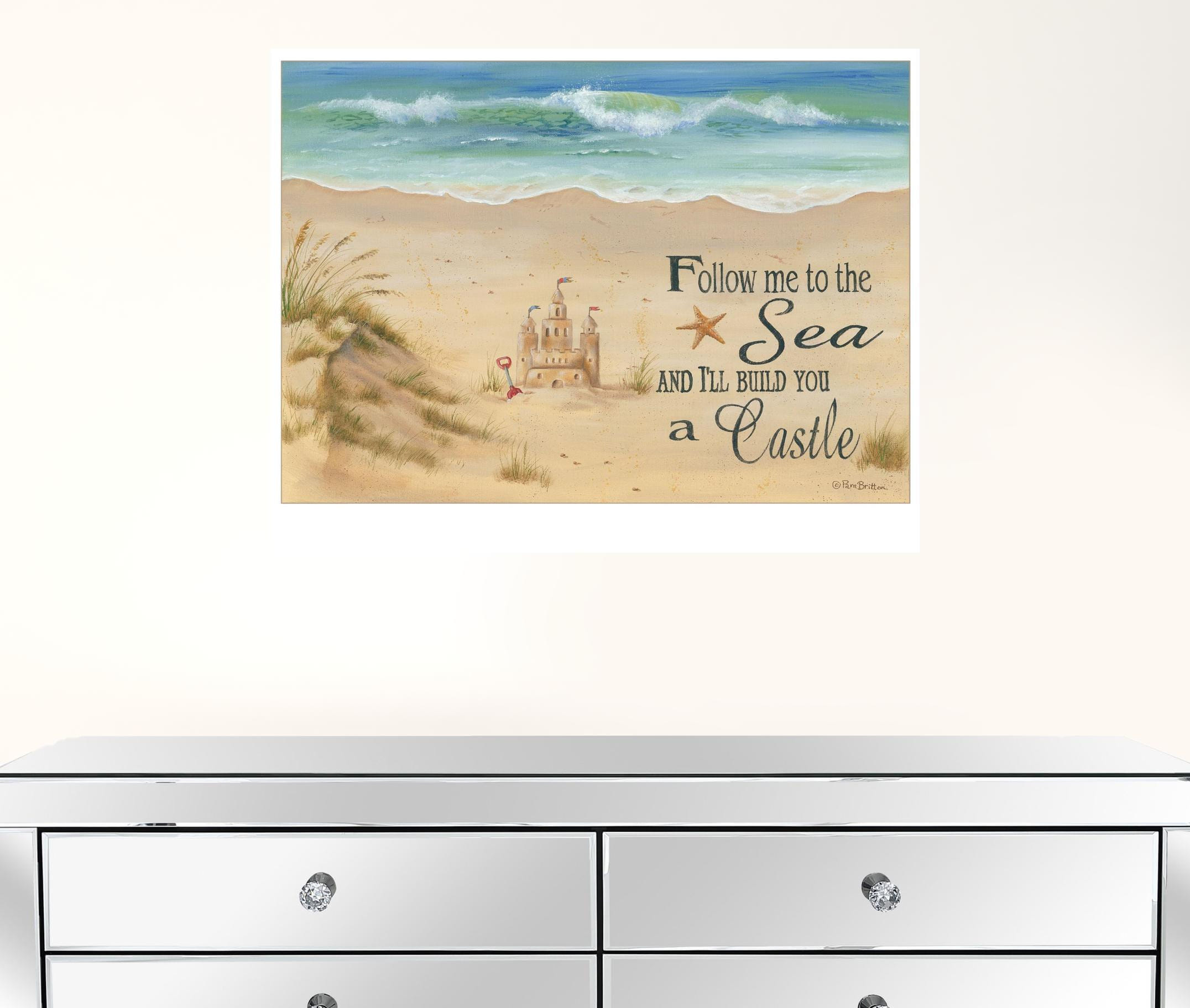 Sand Castle 1 White Framed Print Wall Art