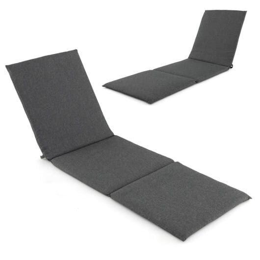 Outdoor Chaise Lounge Cushion Patio Furniture Folding Pad with Fixing Straps-Dark Gray - Color: Dark Gray