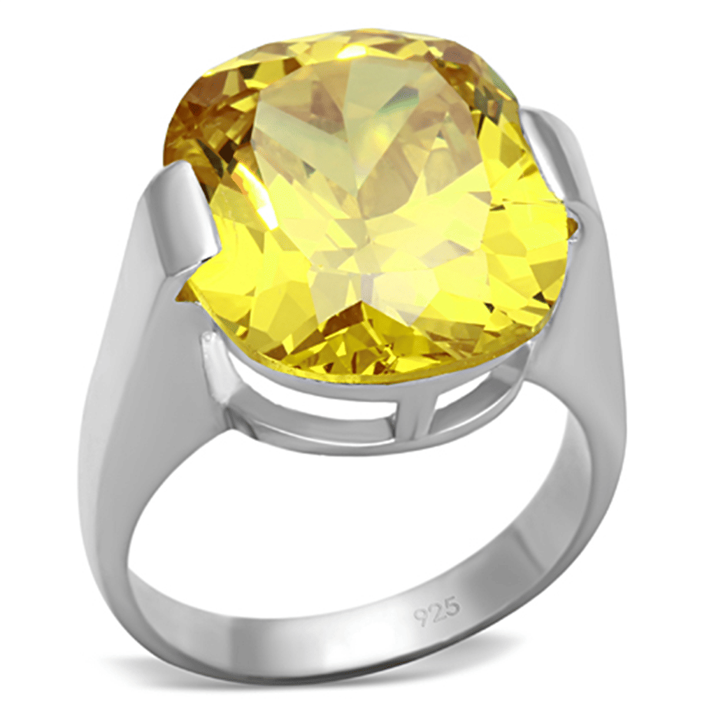 LOS689 - Silver 925 Sterling Silver Ring with AAA Grade CZ in Topaz