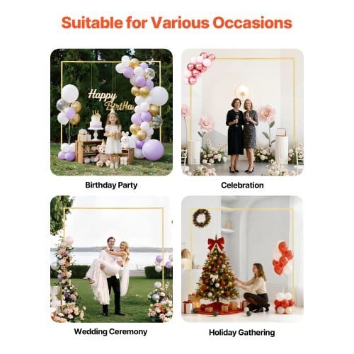Arch Backdrop Stand, 8 x 8 ft, Stable Structure, Easy Assembly, Square Gold Metal Arch Backdrop Stand for Wedding, Birthday Party, Graduation, Holiday Celebration, and Ceremony Decoration