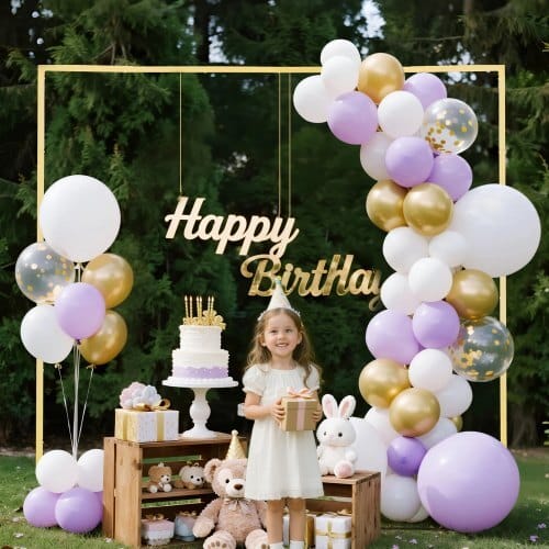 Arch Backdrop Stand, 8 x 8 ft, Stable Structure, Easy Assembly, Square Gold Metal Arch Backdrop Stand for Wedding, Birthday Party, Graduation, Holiday Celebration, and Ceremony Decoration