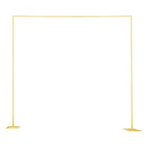 Arch Backdrop Stand, 8 x 8 ft, Stable Structure, Easy Assembly, Square Gold Metal Arch Backdrop Stand for Wedding, Birthday Party, Graduation, Holiday Celebration, and Ceremony Decoration
