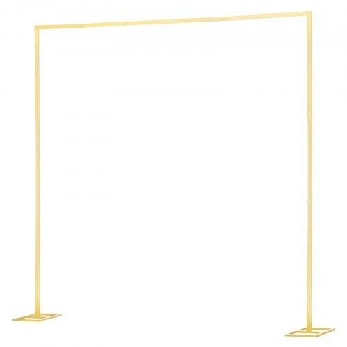 Arch Backdrop Stand, 8 x 8 ft, Stable Structure, Easy Assembly, Square Gold Metal Arch Backdrop Stand for Wedding, Birthday Party, Graduation, Holiday Celebration, and Ceremony Decoration
