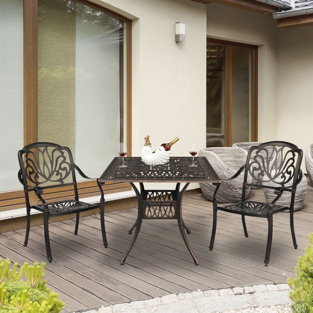 81*81*104cm Round Courtyard Cast Aluminum Table Bronze