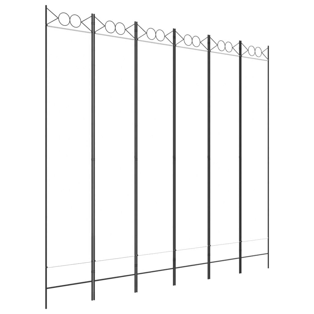 6-Panel Room Divider White 94.5"x86.6" Fabric