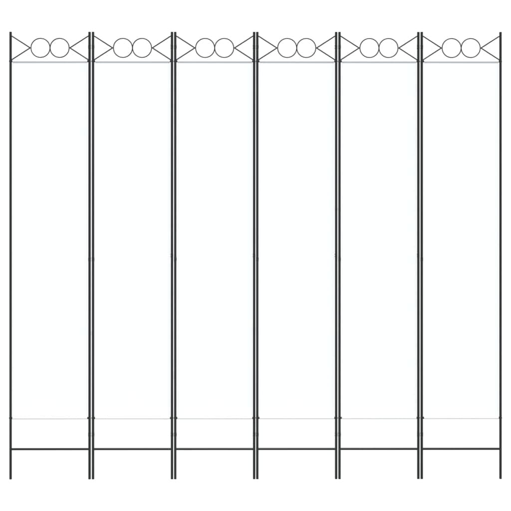 6-Panel Room Divider White 94.5"x86.6" Fabric