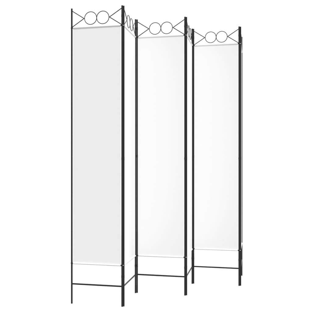 6-Panel Room Divider White 94.5"x86.6" Fabric