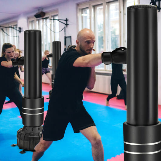 Freestanding Punching Bag 71 Inch Boxing Bag with 25 Suction Cups Gloves and Filling Base - Color: Black