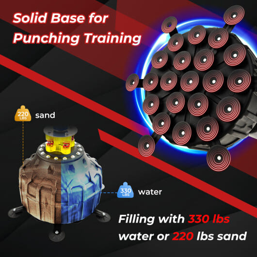 Freestanding Punching Bag 71 Inch Boxing Bag with 25 Suction Cups Gloves and Filling Base - Color: Black