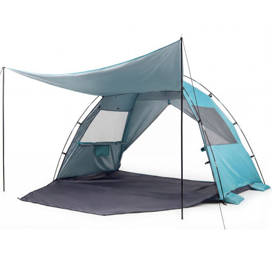 Beach Tent Sun Shelter with Canopy Pop-Up Easy Setup UPF50+ Sun Protection-Blue - Color: Blue
