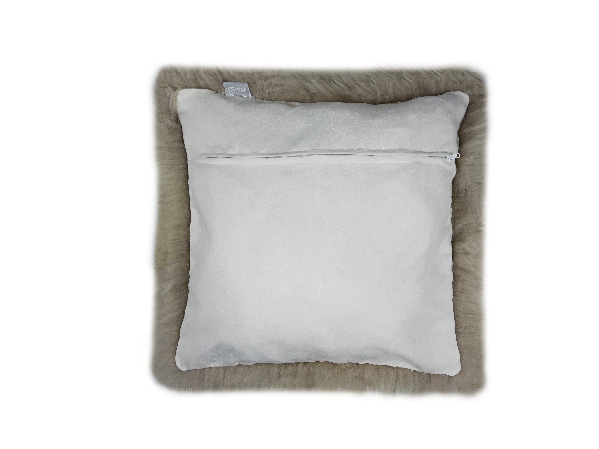 18" Taupe Sheepskin Throw Pillow