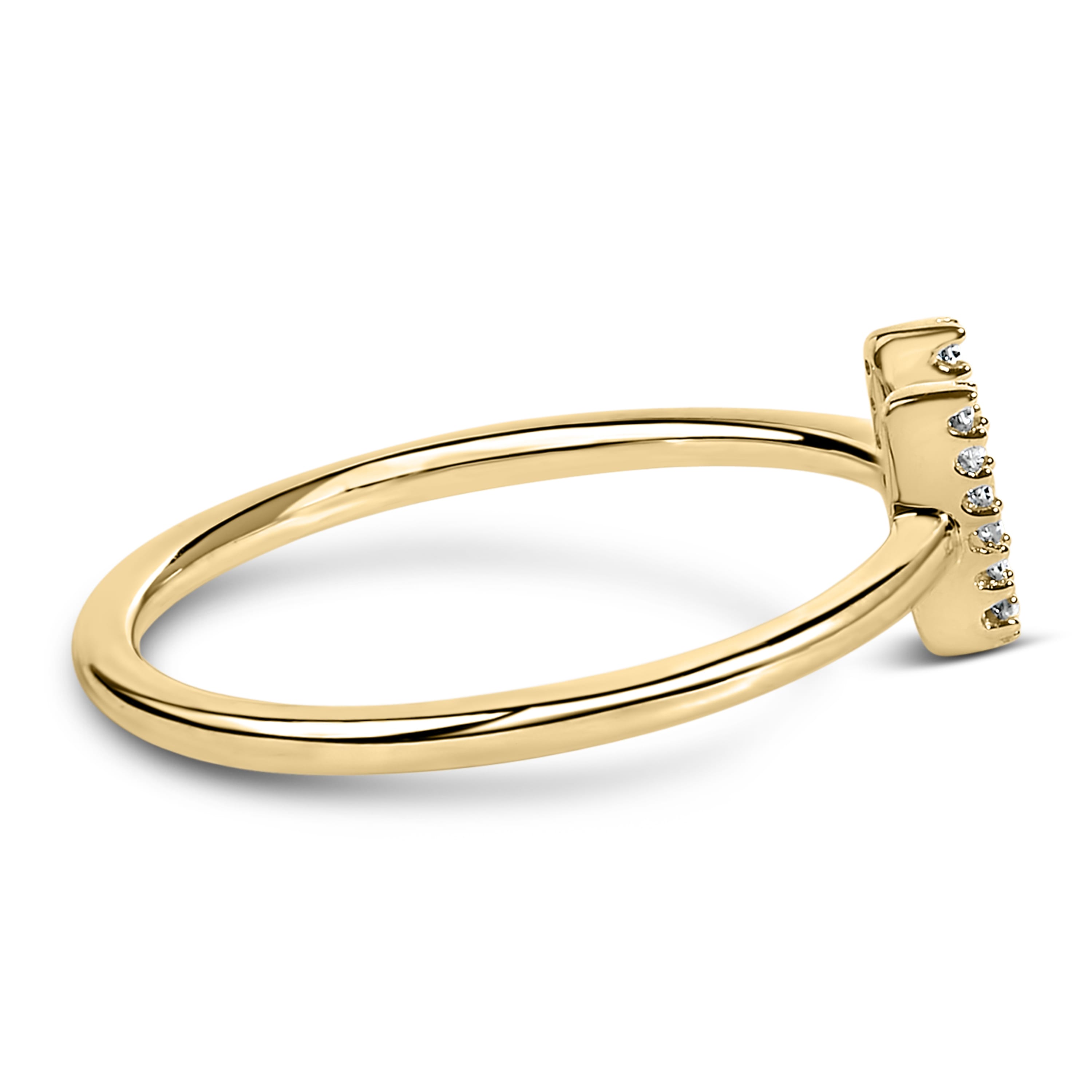 10K Yellow Gold Diamond Accent Initial "U" Ring