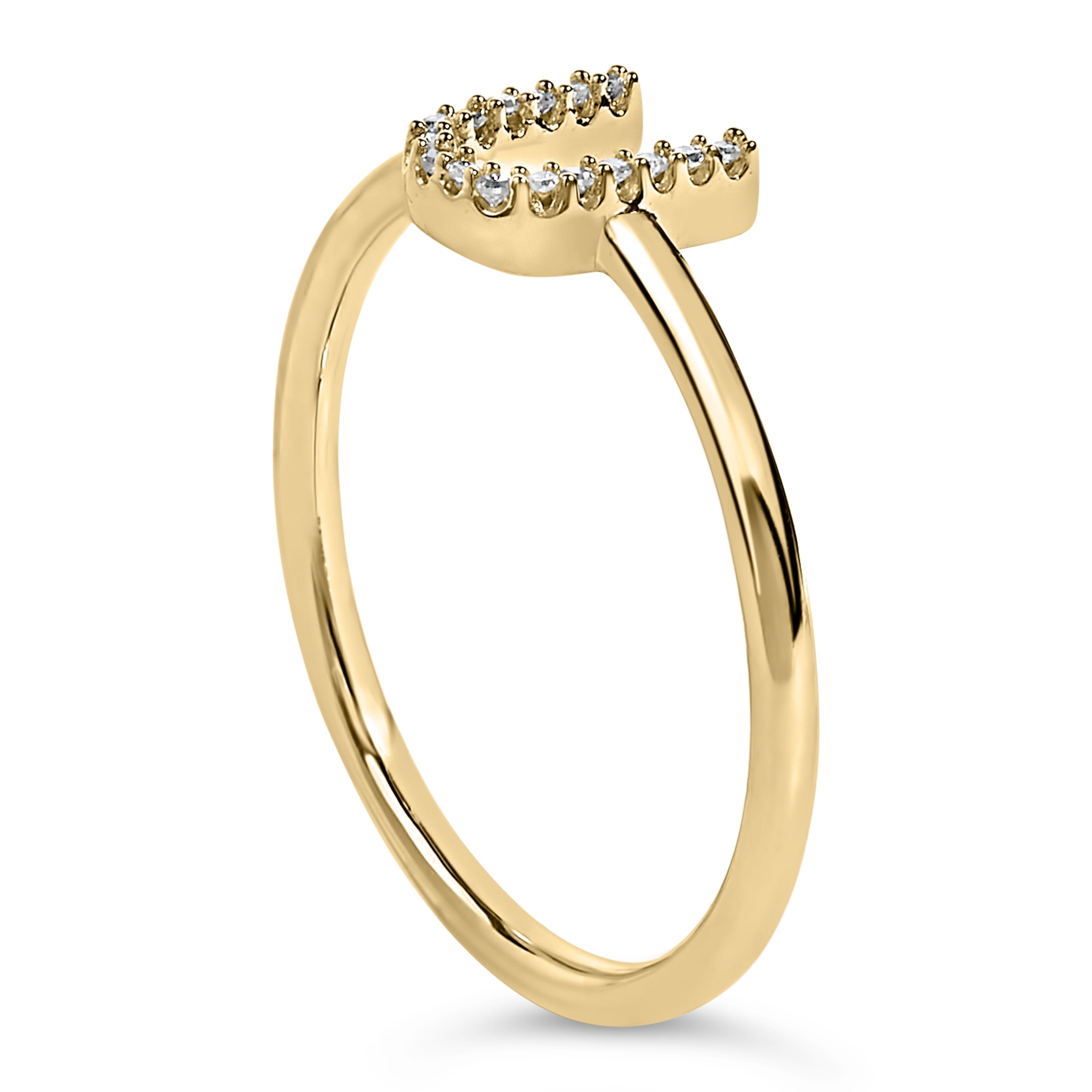10K Yellow Gold Diamond Accent Initial "U" Ring
